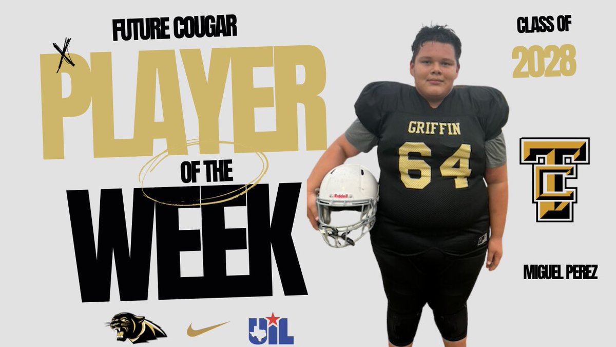 Congratulations to our players of the week from <a href="/GMS_Sports_Boys/">GMS Boys Athletics</a> <a href="/Griffin_MS/">Griffin MS</a>  <a href="/TCougarfootball/">TCHS Cougar Football</a>