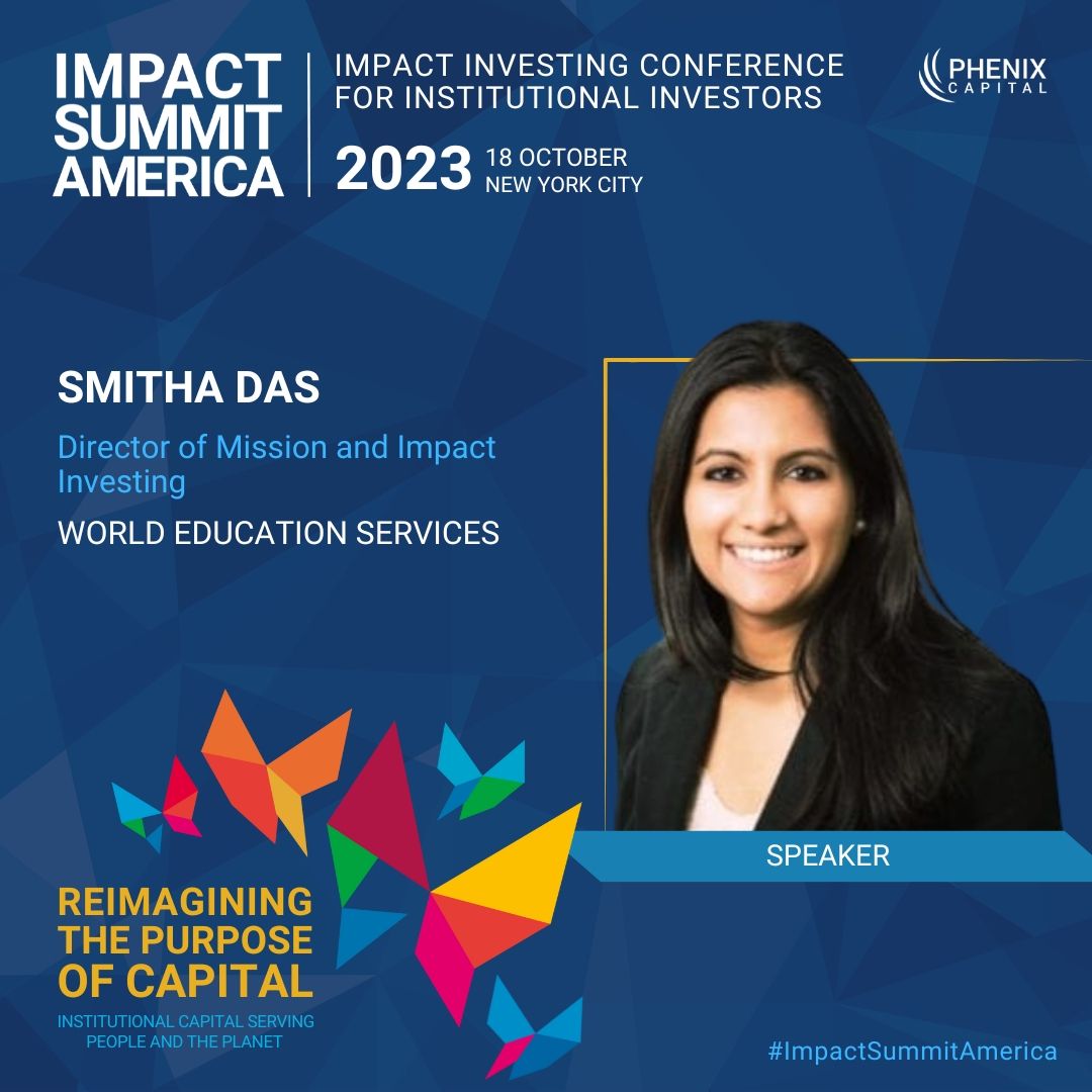 WorldEdServices's tweet image. LAST CHANCE for impact investors to register for the Impact Summit America conference in New York on 18 Oct! WES' Smitha Das will speak at the event hosted by WES partner @phenix_capital.
Register: ow.ly/uGqS50PVJa7

#impinv #sustainablefinance