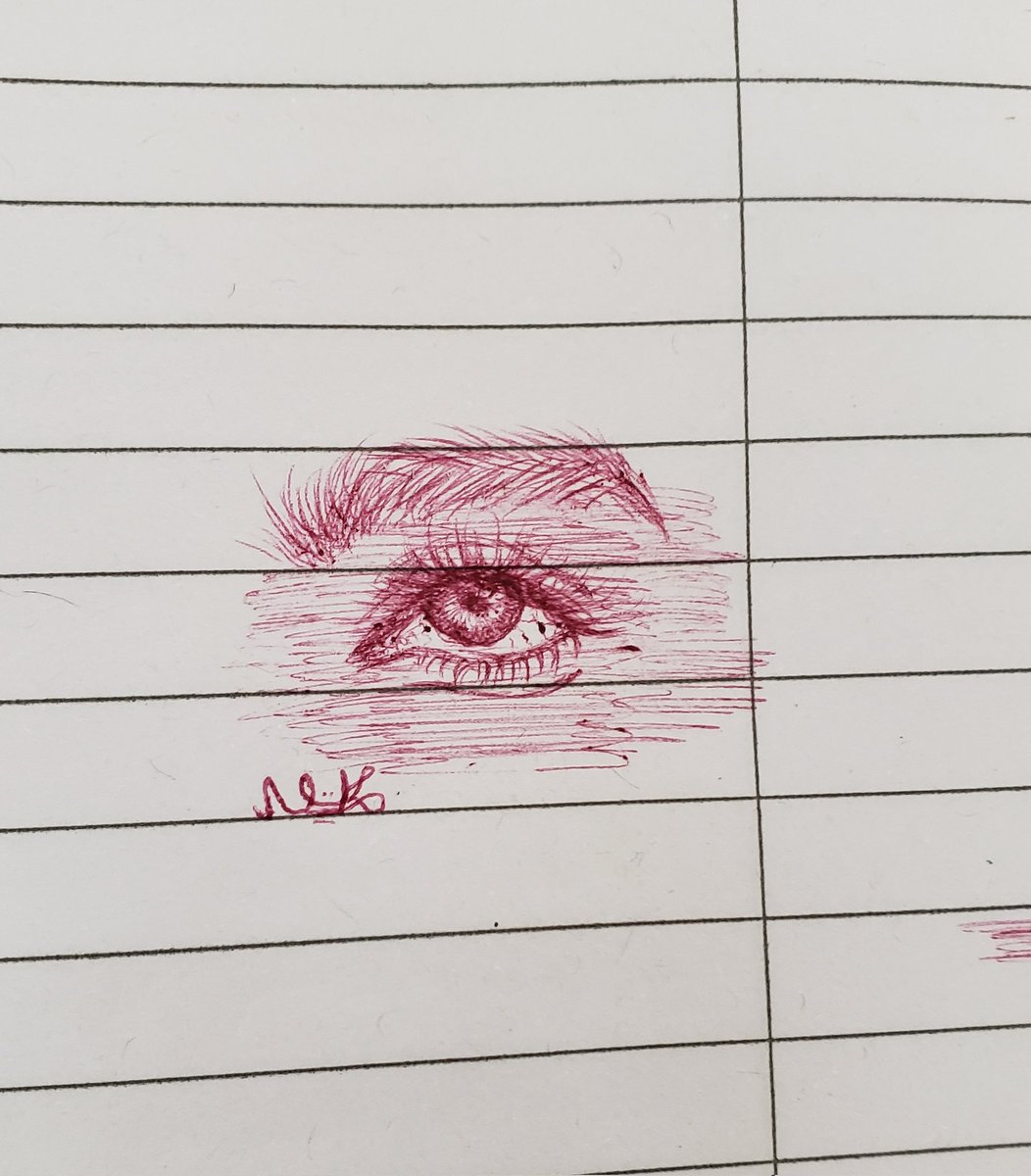 رسمت بالقلم الاحمر الحبر لاول مره بحياتي😍
رأيكم فيها وهل استمر؟!♡.
تبي أرسم صورة عينك حط نقطة وبختار عشوائي واخليه يرسل صورة عينه وبرسمها.