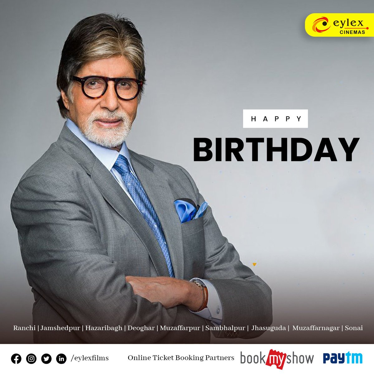 eylexfilms's tweet photo. Wishing a very happy birthday to the Shahenshah of Bollywood, Amitabh Bachchan🎂🎉🎊
Visit us at https://t.co/5d5sNJATAa
#eylex #eylexranchi #AmitabhBachchan #HBDAmitabhBachchan https://t.co/rbpEYpd85a