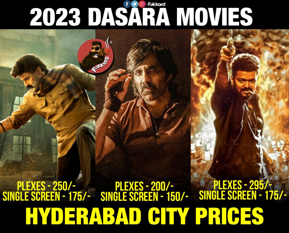 Fukkard's tweet photo. #2023DasaraMovies Ticket Pricing in Hyderabad.. https://t.co/iFSvnYNOi6