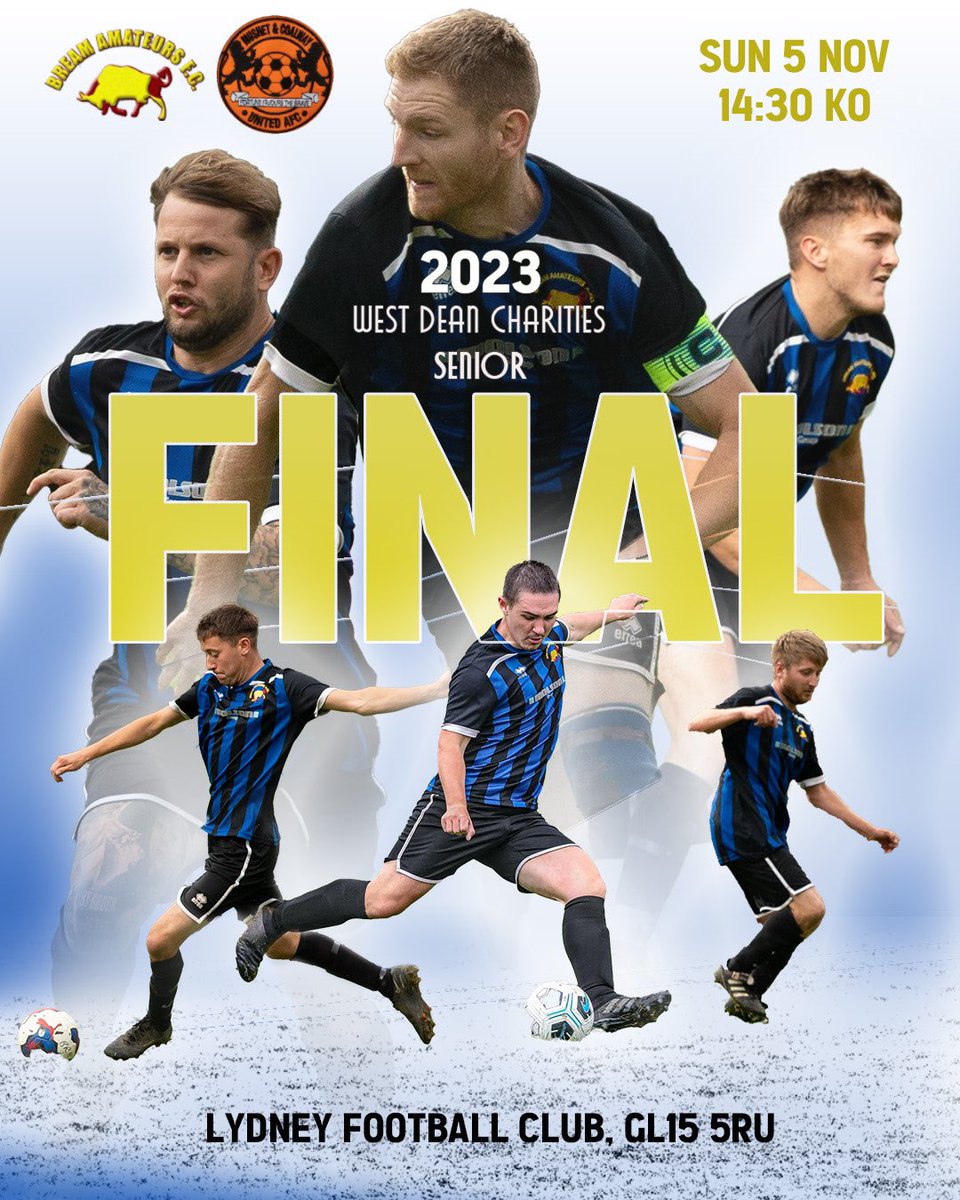 WEST DEAN CHARITIES (SENIOR) FINAL🏆

Firsts
🆚 <a href="/Mushet_Coalway/">Mushet & Coalway Utd</a>
🏆 WDC (Senior)
📍 Lydney Town AFC, GL15 5RU
⚽️ 05/11 2:30pm

The firsts take on <a href="/GNSLOfficial/">GNSL</a> opposition in their pursuit of silverware. Get the date in your diaries, it’s going to be a big one!

#BreamArmy #OneClub