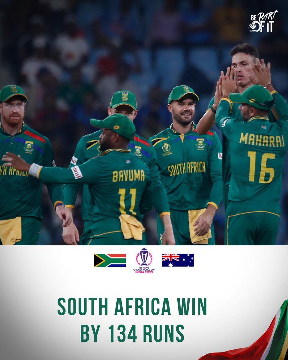 🇿🇦 PROTEAS WIN 2️⃣ ON THE TROT

An incredible showing with both bat & ball to dominate the Aussies with a second victory in the #CWC23

Congratulations to the team 🙌 

#AusvSA #BePartOfIt