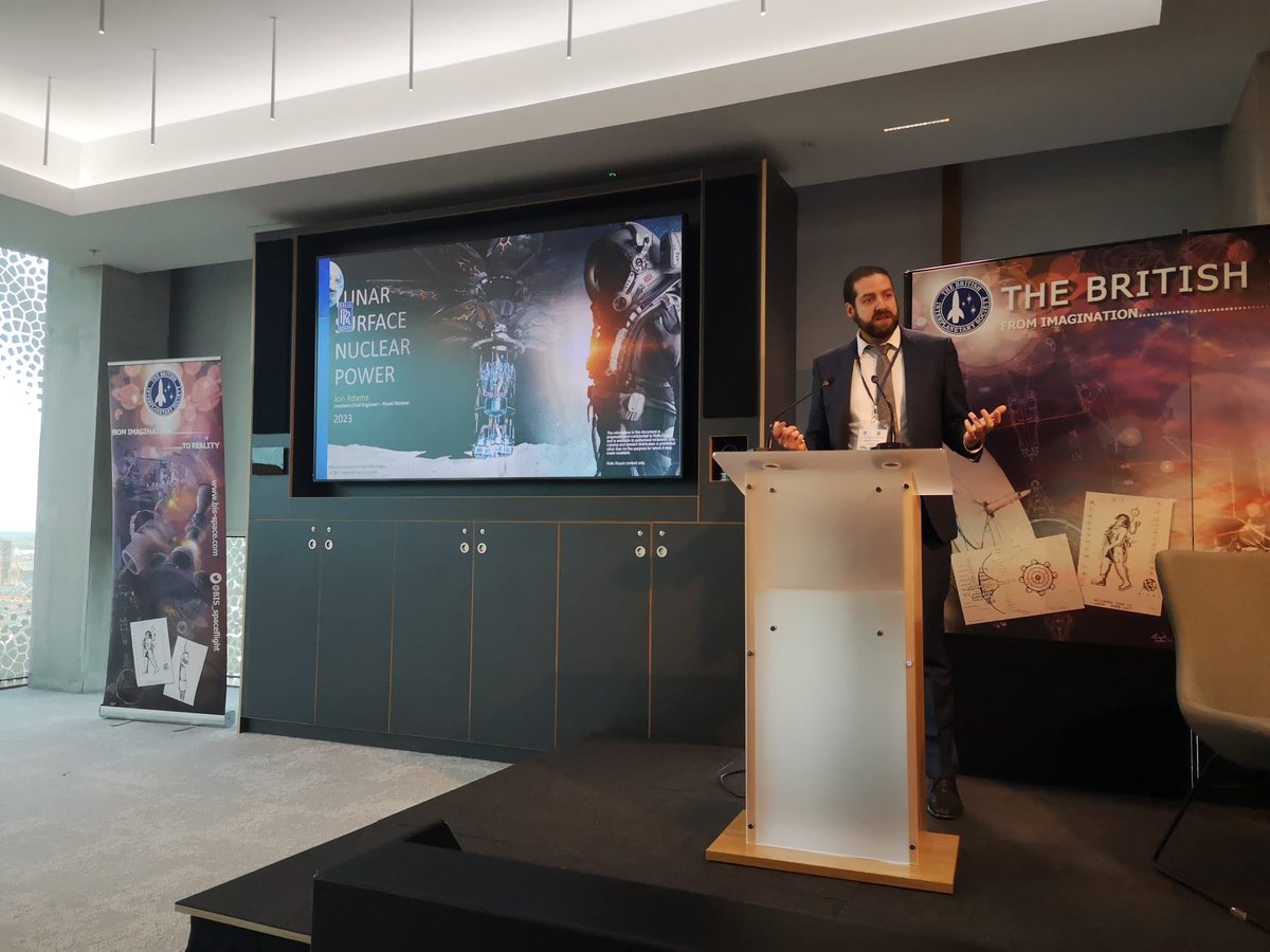 ris_astro's tweet photo. The final item of #RISpace Day 3 is a keynote from Jon Adams of @RollsRoyce proposing Lunar Surface Nuclear Power https://t.co/M706nJSyd9