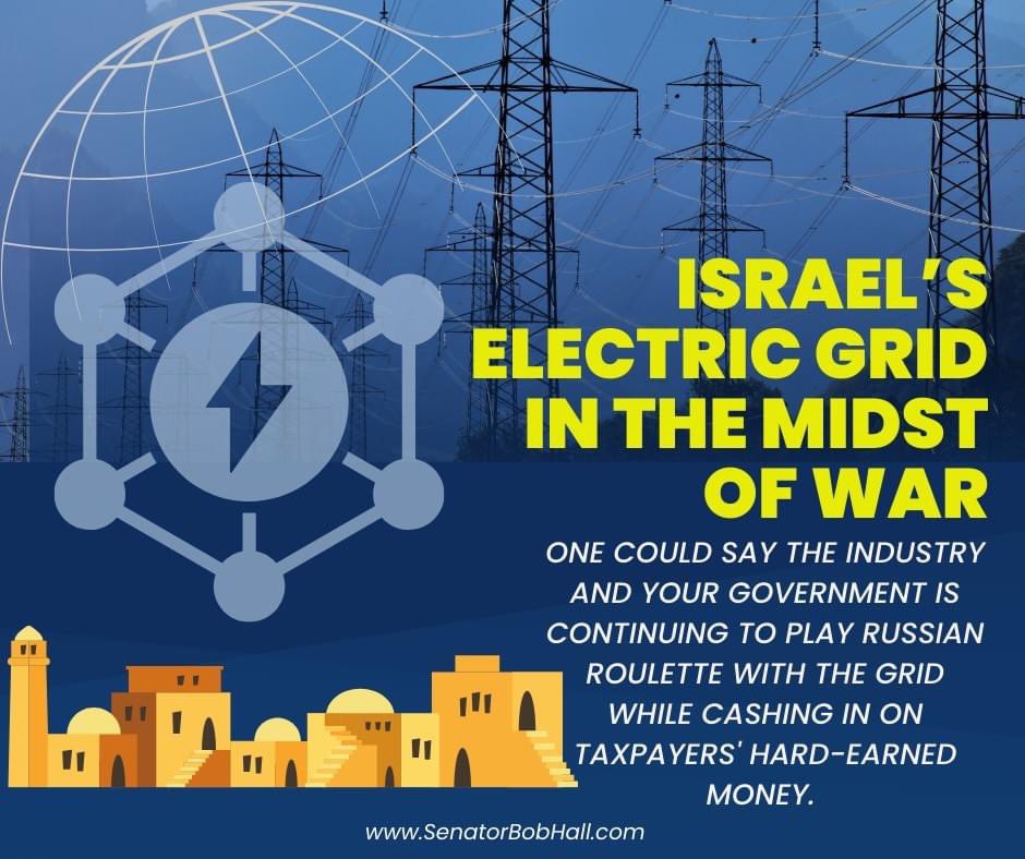Israel’s electric grid is under the worst kind of attack. Although Israel took measures to harden infrastructure and limit vulnerabilities, it is yet to be seen if these measures were sufficient to withstand the onslaught seen in recent days. Read more… mailchi.mp/senatorbobhall…