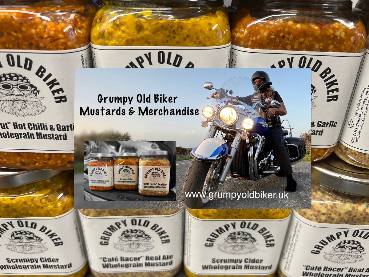 We also sell Biker themed Mustards &amp; Merchandise, check out the website Grumpyoldbiker.uk #mustard #biker #motorcycle #ChristmasGift #madeincornwall
