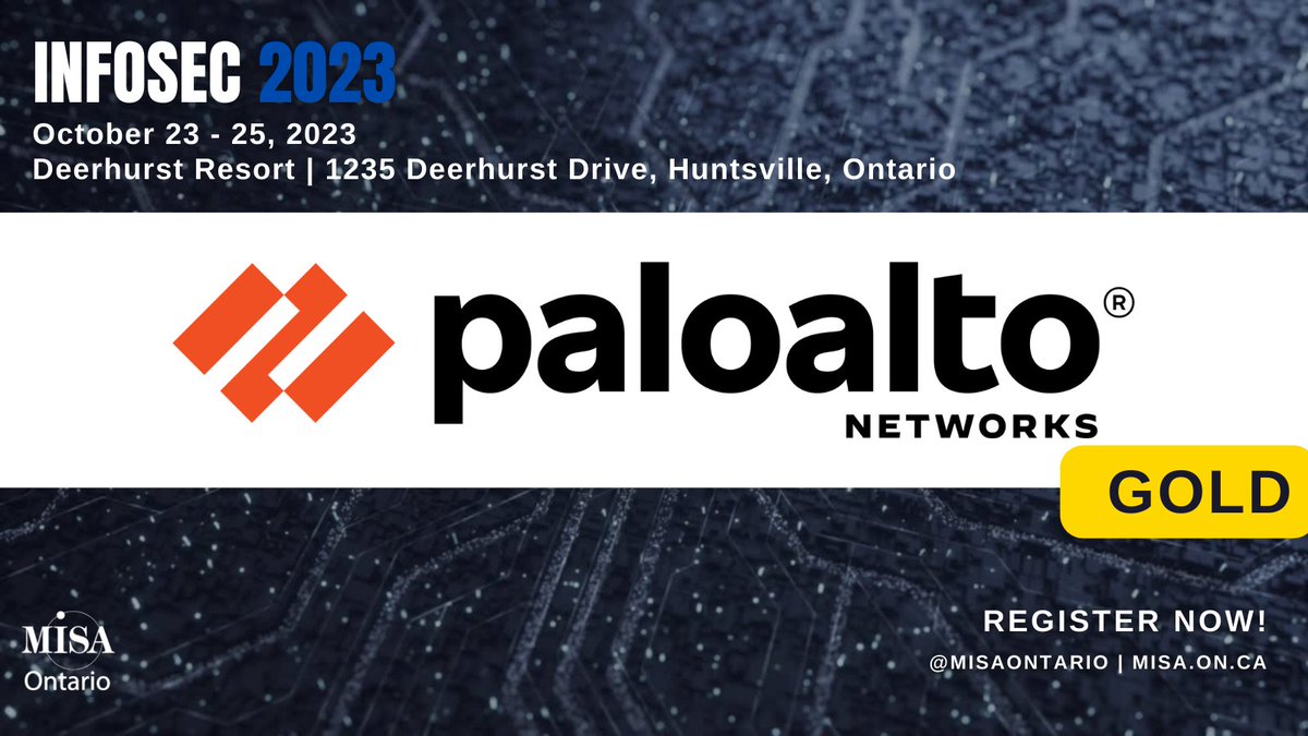 MISAOntario's tweet image. To #InfoSec2023 Gold Sponsor @PaloAltoNtwks, thank you for your unwavering support. Attend Ontario&apos;s Premier Municipal Cybersecurity Conference! Learn More: ow.ly/muJI50PVlW4

#OnMuni
#CSAM
#LocalGov
#CyberSafety
#MunicipalIT
#DigitalResilience
#CyberAwareness
@misaontario
