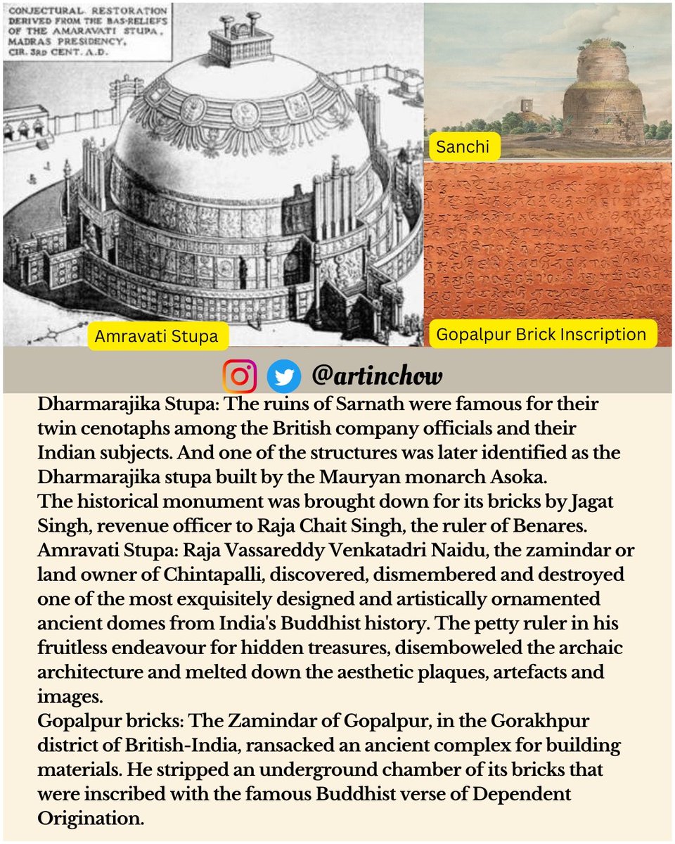 The #myth of tolerance:
Administrative and survey reports of the #British #EastIndiaCompany indicate that a number of #Buddhist stupas were raided and pilfered by local petty rulers either in search of treasures or for bricks and construction materials in the eighteenth century.