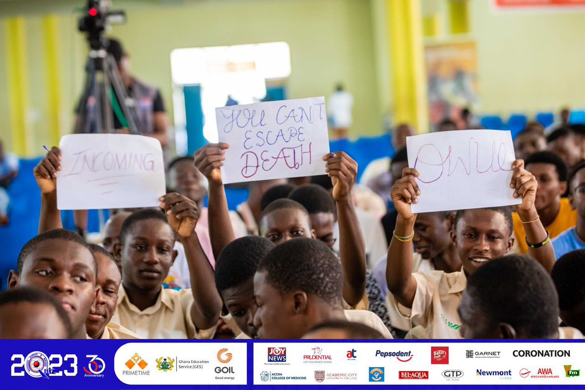 NSMQGhana's tweet photo. KNUST SHS

End of Contest

St. James Sem. SHS: 44pts*
Our Lady of Mt. Carmel Girls SHS: 44pts
St. Thomas Aquinas SHS: 31pts 

*St. James Sem. SHS won the tie-breaker. 

#NSMQ2023 #NSMQ30 #Primetime #NSMQOneEighth https://t.co/w00FQxl9JX