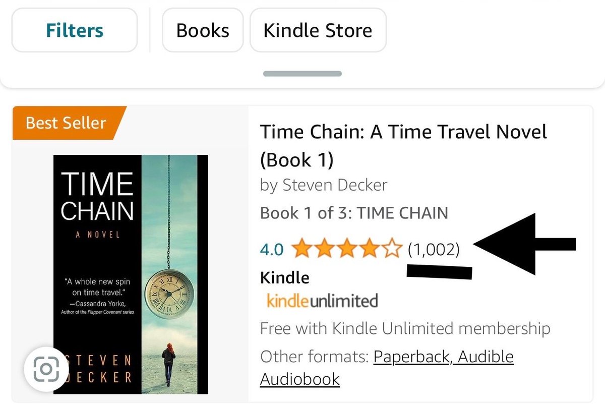 Passed the 1000 Review/Rating threshold this morning, clinging to a 4.0 rating. Time Chain isn't my best work, but it's my best seller. #WritingCommmunity