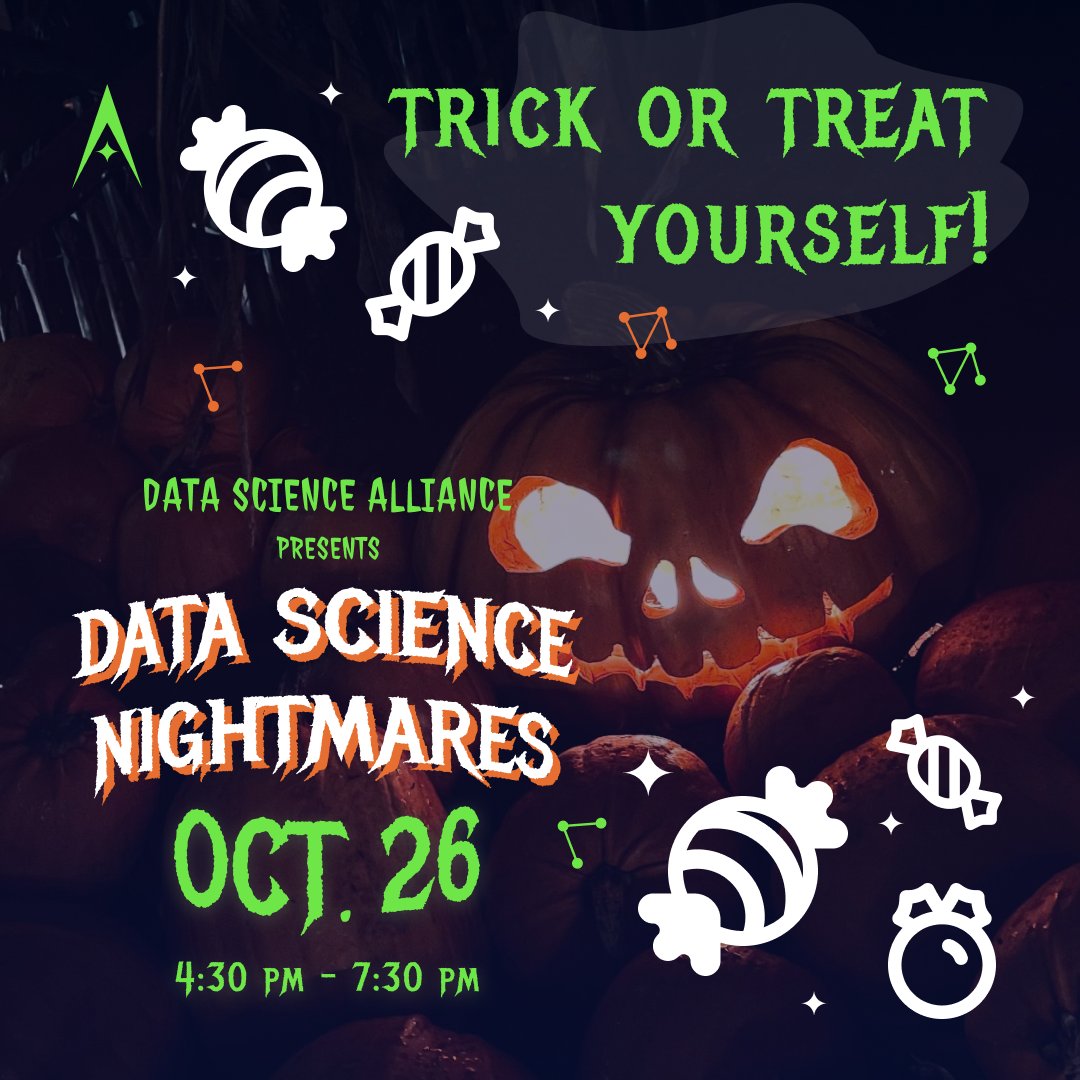 No tricks here, but lots of treats 🍬🎃 Join us for guided discussions with industry leaders like Google and Microsoft about the ways we can learn from and avoid real-life data science horror stories! Plus, enjoy food, drinks, raffles, networking, and more. 🧛👻 Link in bio!