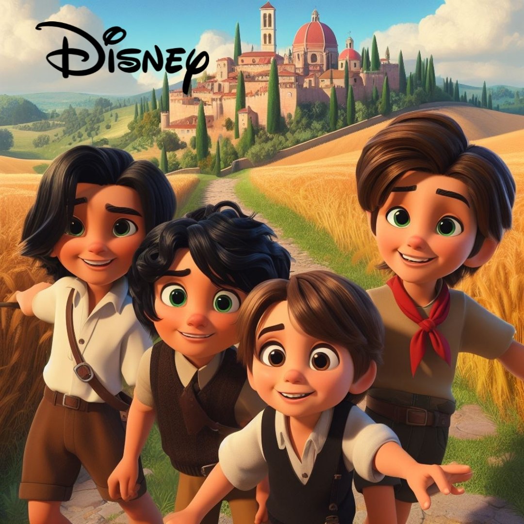 PiquedJacksSP's tweet photo. I asked an AI to make @PiquedJacks like a Disney movie and this came out ✨❤️
What beautiful children and what a wonderful cover 😍🇮🇹
#disney #piquedjacks #likeananimal #Eurovision2023 https://t.co/aFwnWvqtDc