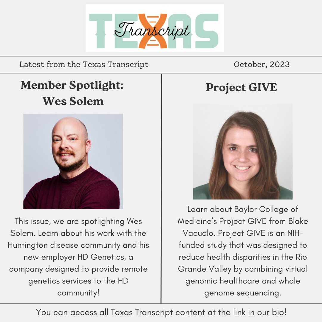 Check out the latest from the Texas Transcript at the link in our bio!

#genechat