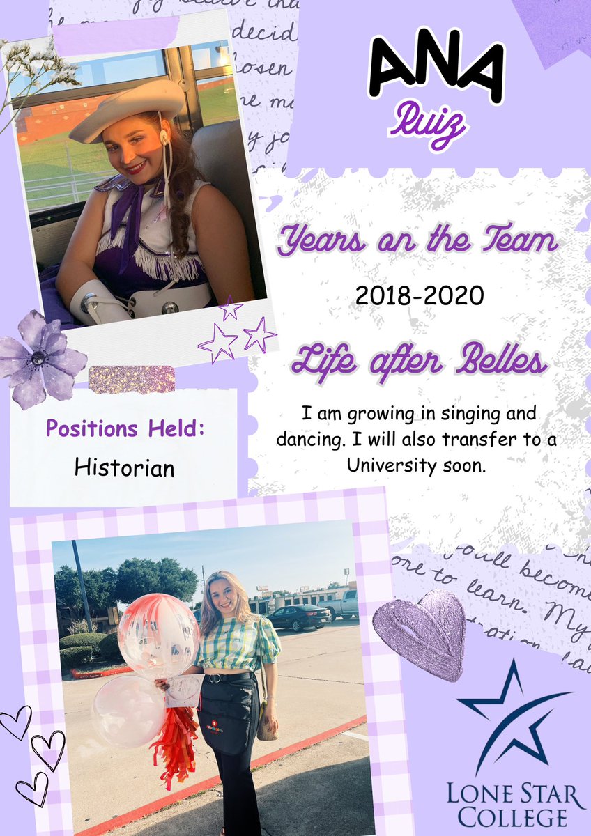 Meet our Belle Alumni, Ana! She says her favorite Belle memory was “going to Disney.” 💜🔔

Ana also continued dancing after high school as a member of the VSSM Dance/Flag Team!