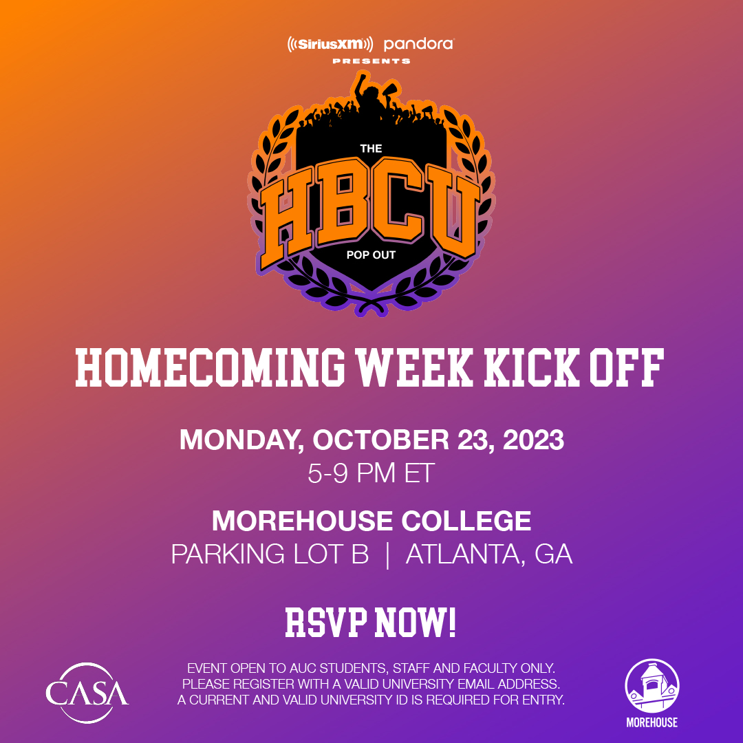 pandoramusic's tweet photo. For all the Atlanta University Center students, staff & faculty, this one’s for you! Kick off homecoming week with us! #SXMPandoraHBCUPopOut x @Morehouse x @morehouseCASA

🗣: HBCU Homecoming Atlanta Pop Out
🗓: Monday, October 23rd
⌚️: 5-9pm ET
📍: Morehouse College, Parking Lot B

RSVP here: https://t.co/rUyEDQnxZZ
