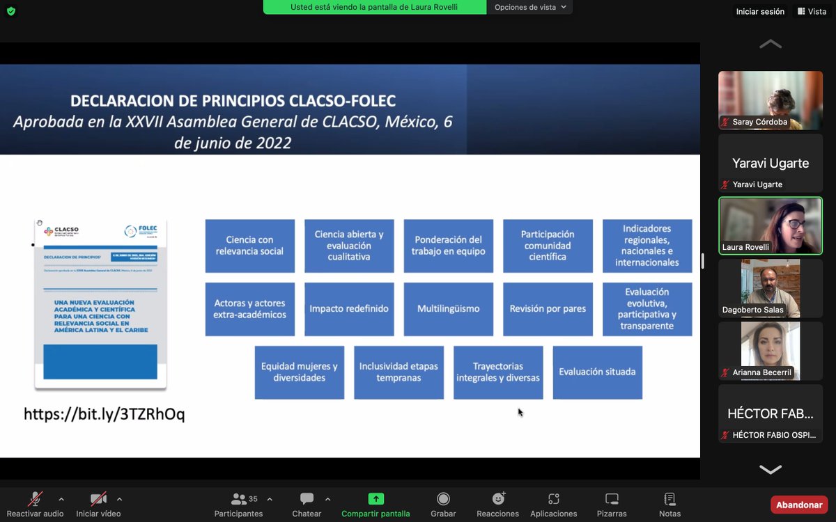 _CienciAbierta's tweet photo. Webinar “Evaluación de la ciencia y la #CienciaAbierta”
¿Por qué importa reformar la evaluación de la investigación para promover la #CienciaAbierta ? y la
Declaración de principios @CLACSO -#FOLEC por @laurarovelli
Organizan: @_CienciAbierta @_CLACSO https://t.co/2XbJBMWCF7