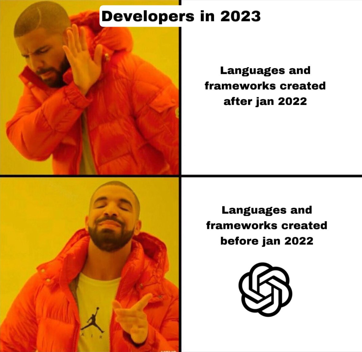 per_arneng's tweet image. We no longer want shiny new things #openai #programmerhumour #programming