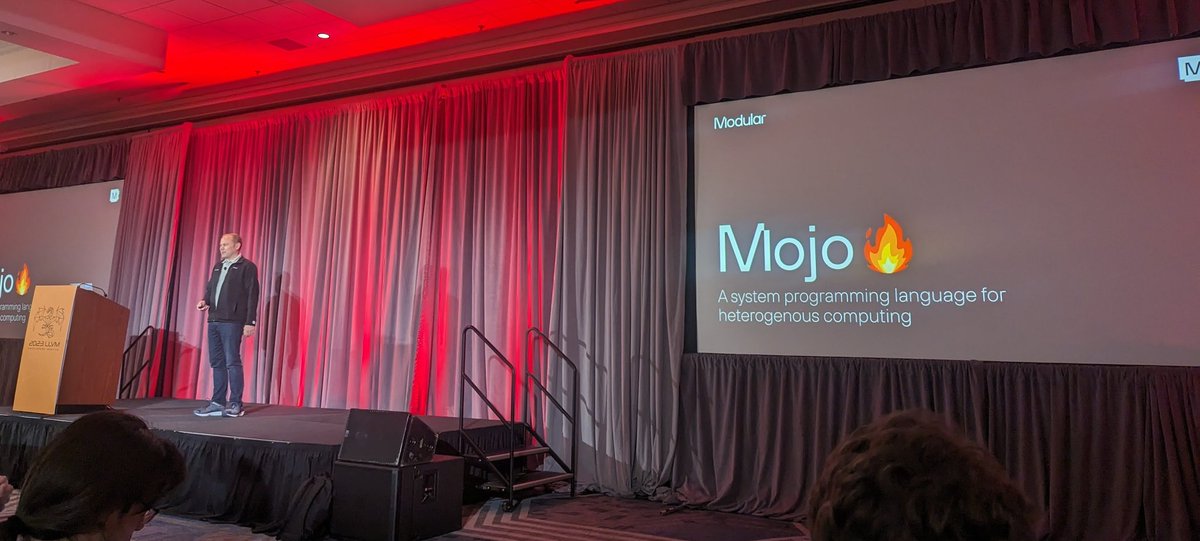 AmirHAshouri's tweet photo. Chris Lattner delivering LLVM-Dev Keynote — Mojo: A System Programming Language for Heterogeneous Computing
#llvm #compilation #AICompiler https://t.co/noNbUnoXW0