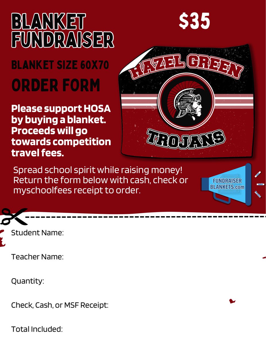 HazelGreenHOSA's tweet photo. HOSA is selling these 60x70 super soft blankets. They are expected the first week of December. They will make a great gift for your Trojan!
@HazelGreenHigh https://t.co/8eFwfzvcBe