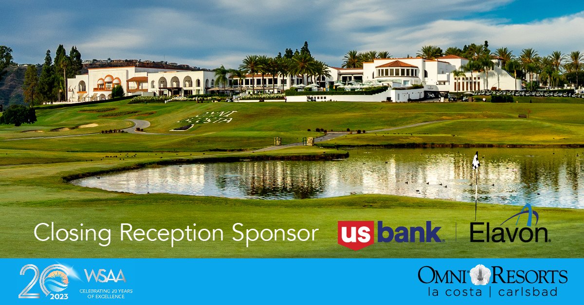 Big shout out to US Bank | <a href="/elavon/">Elavon</a> for being #WSAA2023's Closing Reception sponsor on Thursday, Nov. 2nd. Join us in the Costa Del Sol Ballroom from 5:30 pm - 7:30 pm to meet exhibitors one last time while enjoying delicious food and beverages.