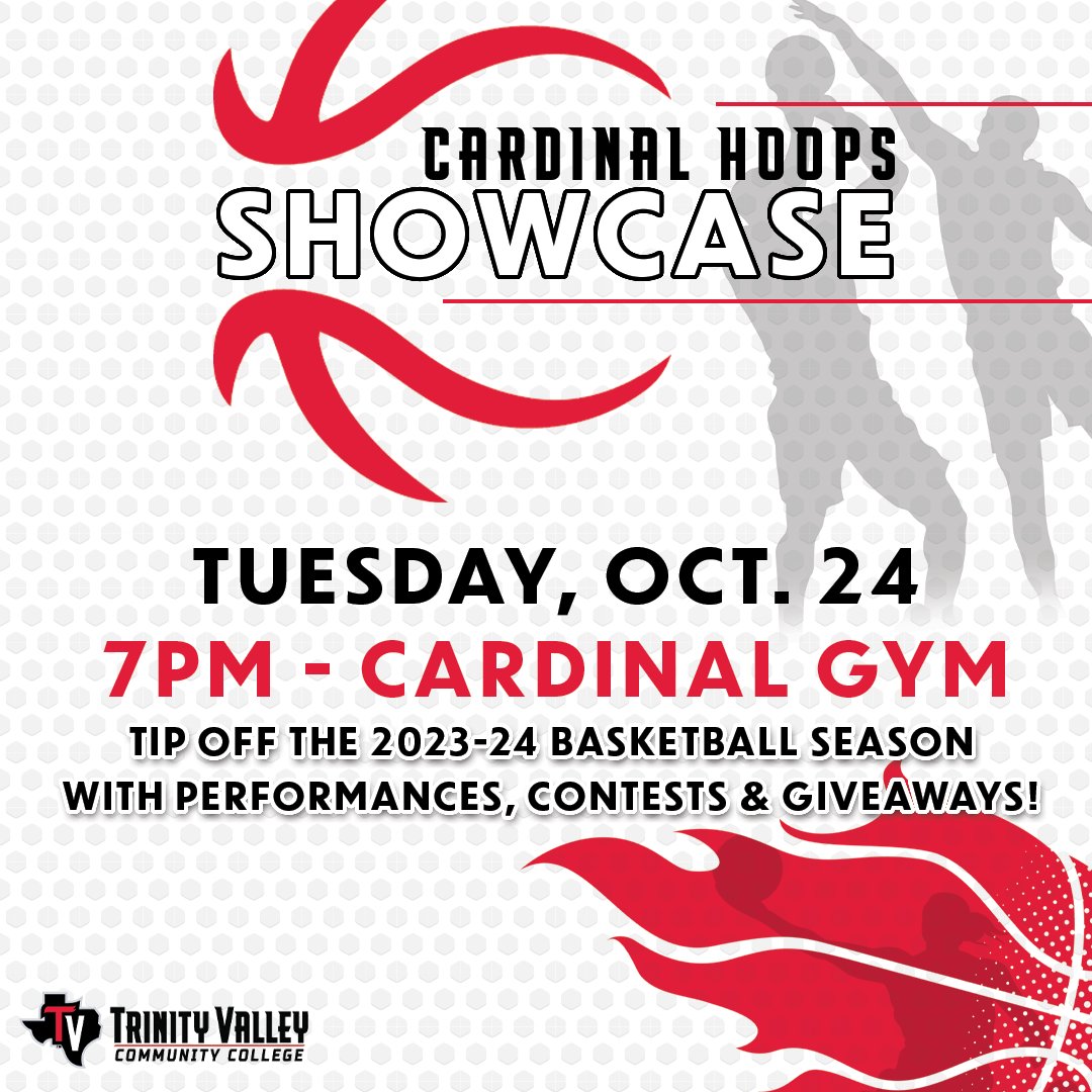 Mark your calendar now for the Cardinal Hoops Showcase!

Are you ready for basketball season? Tip-off the 2023-24 basketball season with a Cardinal Hoops Showcase on Tuesday, Oct. 24, at 7 p.m. in the Cardinal Gym. Stop by for performances, contests and giveaways!