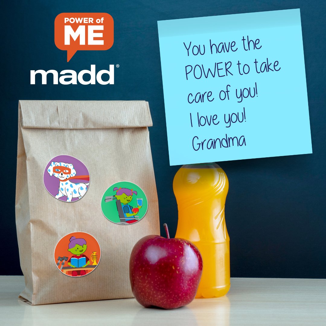 MADDNational's tweet photo. Empower your children to take care of their future with a simple lunchbox note! 📝Visit https://t.co/f2EIB9PQyb to learn more. #PowerofME https://t.co/6y5lUI5FgN