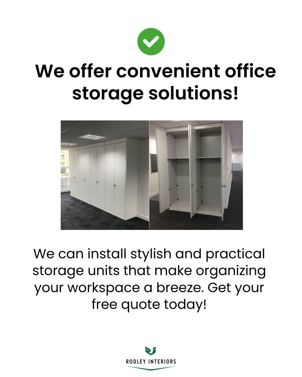 rodleyinteriors's tweet image. Unlock Your Workspace&apos;s Full Potential! Our Smart Storage Solutions keep your office organized and more!

Call Rodley Interiors on 0113 281 9595 today! 🙌

#smartstorage #storagehacks #officehacks #glasspartitioning #officepartitioningleeds #officerefurbishment #rodleyinteriors
