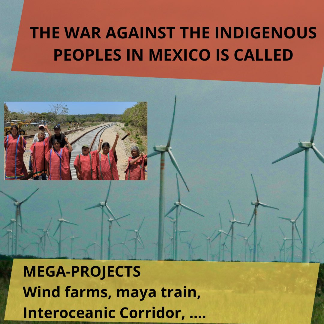 SextaGrietas's tweet photo. What does the war against the Indigenous peoples of Mexico mean? AMLO’s 4T government promotes its infrastructure jewels -the Mayan train and the Interoceanic corridor- as progress for the indigenous peoples of SE Mexico. #DignidadIndigena #NuestraLuchaEsPorLaVida #EZLN #CNI https://t.co/48vqV38rhC