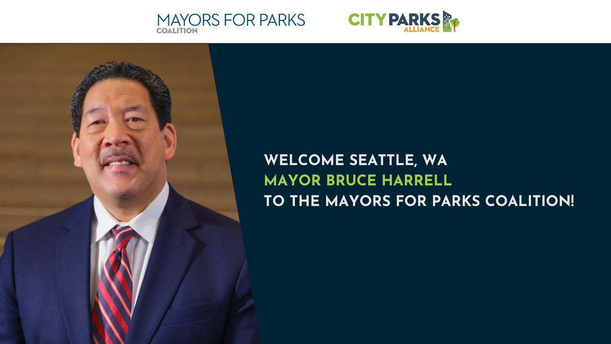 We are honored to welcome @cityofseattle Mayor Bruce Harrell as a Mayors for Parks Coalition member! Mayor Harrell supports increased federal investment in our nation’s community parks, recognizing that they are fundamental to healthy, connected, and revitalized neighborhoods.