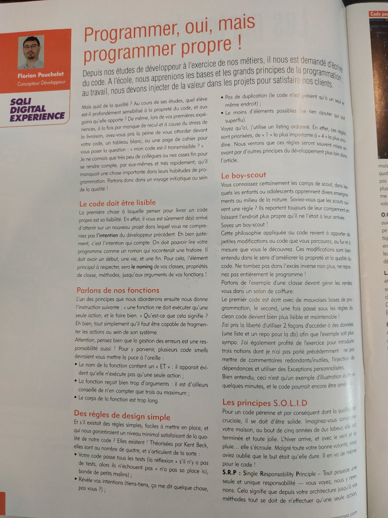 gaby_wald's tweet image. Magazine #programmez @progmag sur le #CleanCode et la qualité du code (automne 2022)

#Qualité #CleanCode #Code

programmez.com/magazine/artic…