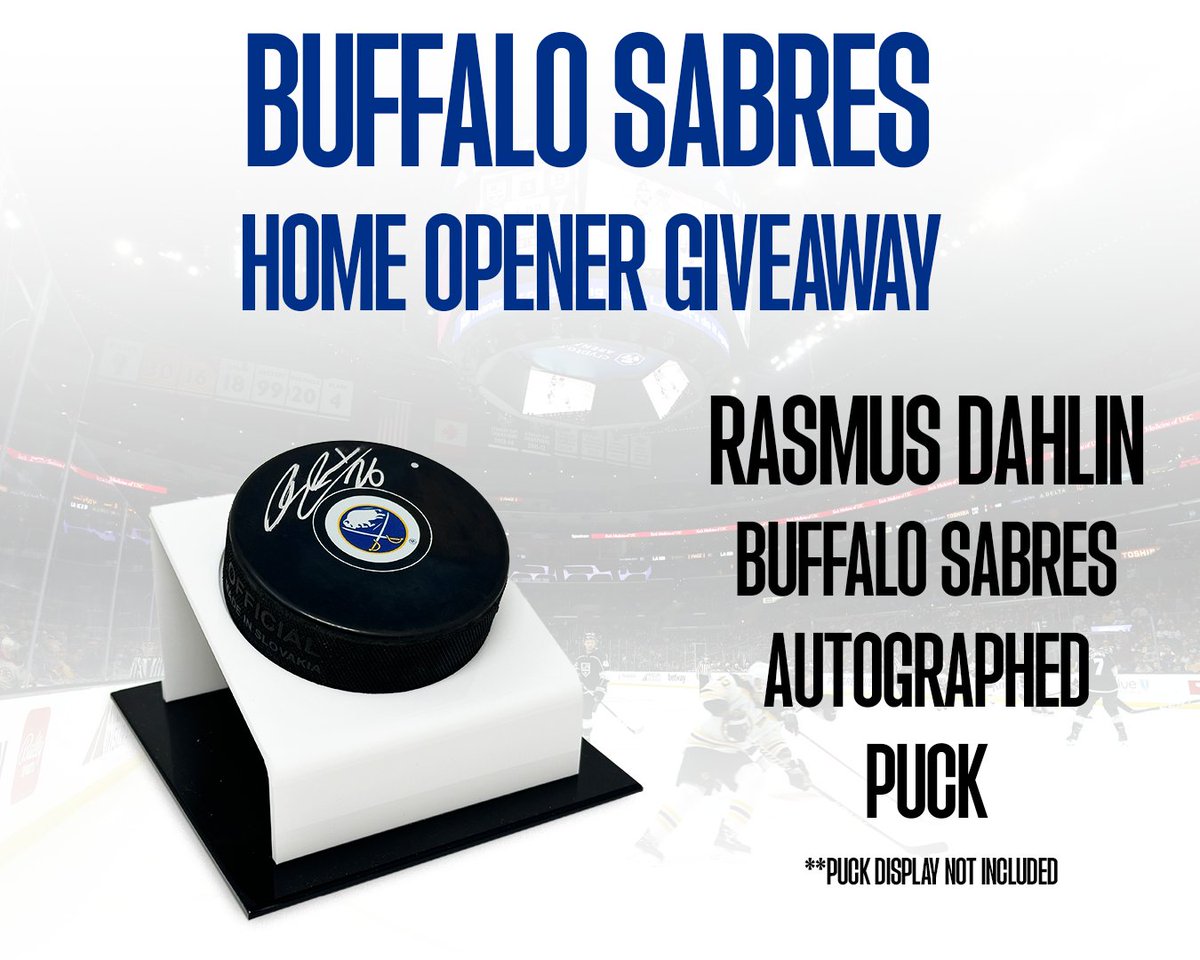 TSEBuffalo's tweet photo. #Sabres Home Opener Giveaway!
We're giving away a signed Rasmus Dahlin Signed Puck!

To enter:
1) Like and RT this post
2) Follow @TSEBuffalo 
3) Cheer for the Sabres! #LetsGoBuffalo 

Winner will be picked Monday  (10/16) https://t.co/CltpyCxjFg