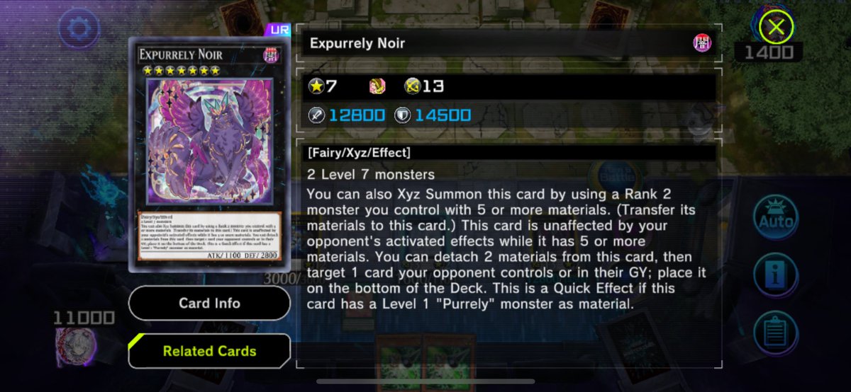 Vaelstra's tweet image. A 13 material Expurrely Noir on Master Duel.