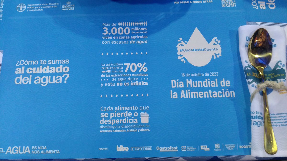 El agua es un recurso indispensable para la humanidad. Desde #clusterdealimentosygastronomia de <a href="/camaracomerbog/">Cámara de Comercio de Bogotá</a> conmemorando el Día Mundial de la Alimentación liderado por <a href="/FAO_Colombia/">FAO Colombia</a>. #CadaGotaCuenta