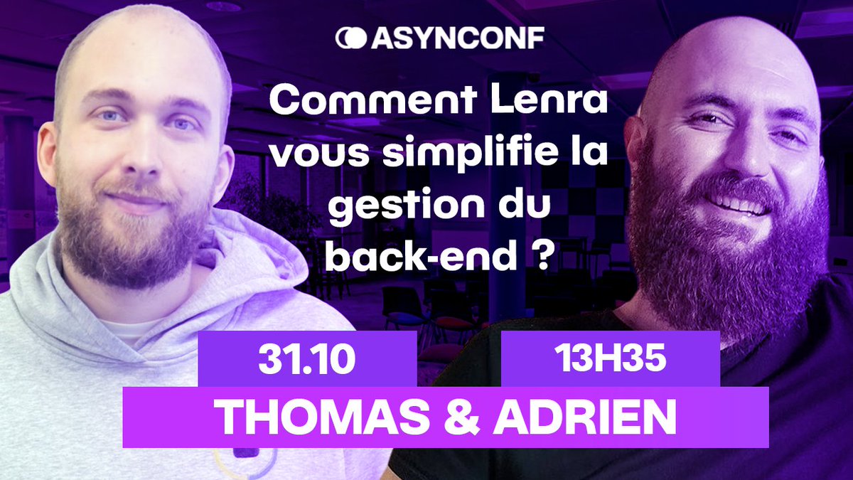 AsynConfEvent's tweet photo. Speaker Duo à l'Asynconf - @lenra_io

📅 31 octobre 2023
🕝 13h35-14h00
✍️ "Comment Lenra vous simplifie la gestion du back-end ?"

Plus d'informations https://t.co/di0T8f3jLP

#savethedate #lenra #backend #tool https://t.co/m8XXTMkgXB
