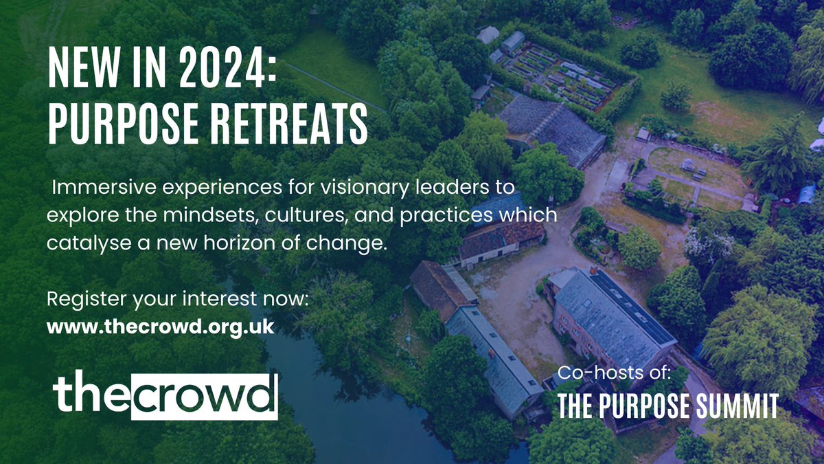 thecrowd's tweet photo. If youโve enjoyed #PurposeSummit23 today then youโll love our new Purpose Retreats in Devon - supporting leaders to be bolder and braver in turning purpose into action.
Register your interest here: https://t.co/ncc06tEc2G https://t.co/uttUySTpPb
