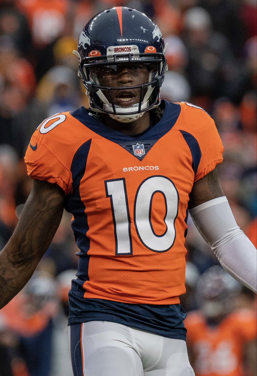 NFLWhisperWatch's tweet photo. RUMOR: Many of the #Broncos trade rumors are centered around the young WR, Jerry Jeudy. While the Broncos are expected to “sell” this year, Jeudy has drawn the most interest.

The #Panthers are expected to trade for Jeudy to build a strong “WR1 relationship” with the 2023 first overall pick, Bryce Young.