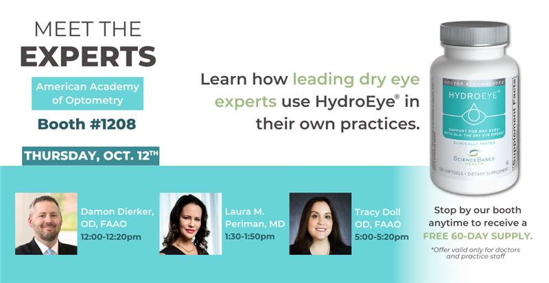We're excited to attend #Academy2023 New Orleans! Visit us at booth 1208 to meet leading dry eye experts and learn how they use HydroEye in their practices. You can also request a free 60-day supply anytime during the conference. 
#AAOpt
