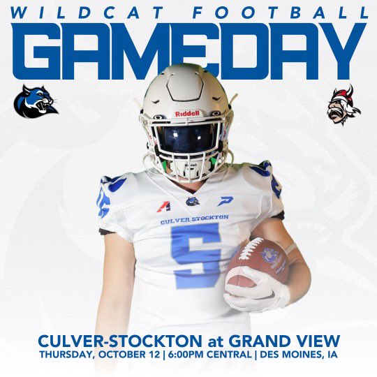 Thursday Night Football in Iowa 🏈! 🆚 Grand View University ⌚️: 6:00pm Central Time 🏟️: Duke Williams Stadium 🖥️: heartconferencenetwork.com/grand/