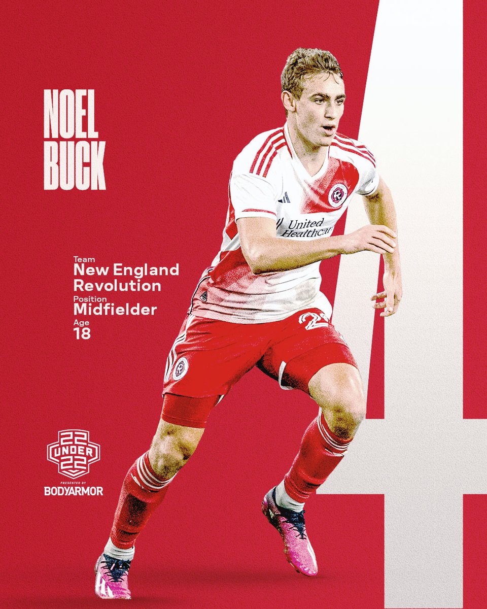 NERevolution's tweet photo. The pride of Arlington, Massachusetts and the @NERevsAcademy 🦌

The sky is the limit for Noel Buck ✨

Coming in at #4 on the @MLS 22 Under 22 list! https://t.co/9hsm9CxYDu