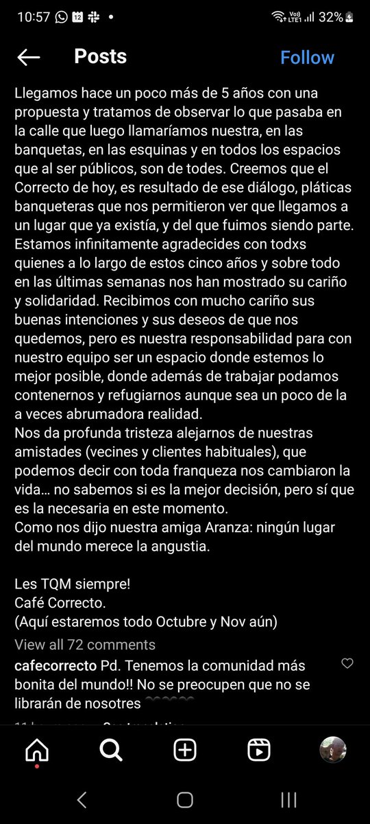 andres_dlap's tweet photo. Después de Ricos Jugos, también cierra Café Correcto. Según relatan en su comunicado.

En ambos casos, mencionan dinámicas de gentrificación y desplazamiento como parte de la explicación https://t.co/ob6VF8drSx
