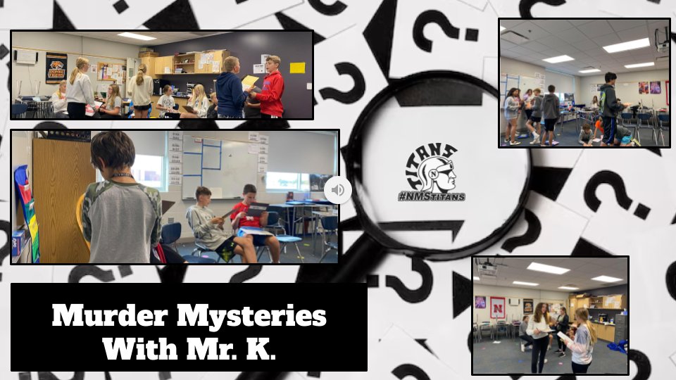 Mr. K's 7th-grade reading classes finished off the 1st quarter with a little murder mystery activity! Who did it?
❓❔🧐🤔❓❔🧐🤔
<a href="/kellenkorinek/">Kellen Korinek</a>
#nmstitans #believe
🔴⚪️🔵