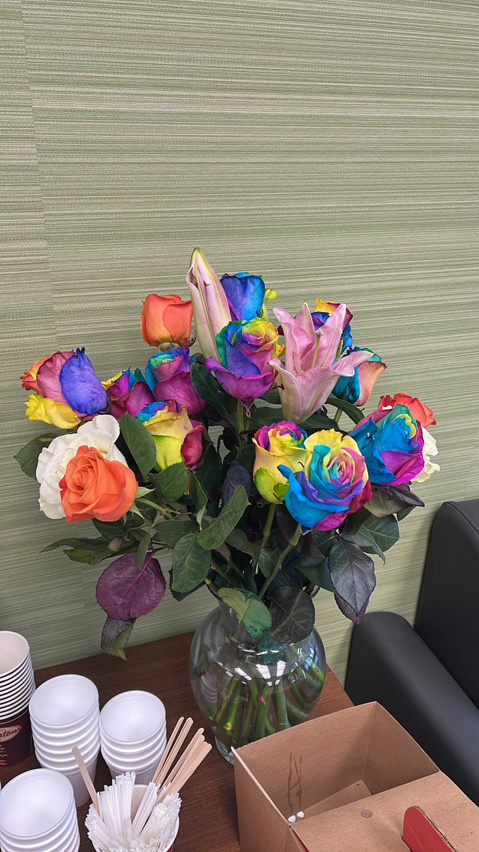 Local florist just delivered these to the branch for our 45th anniversary 💚💚