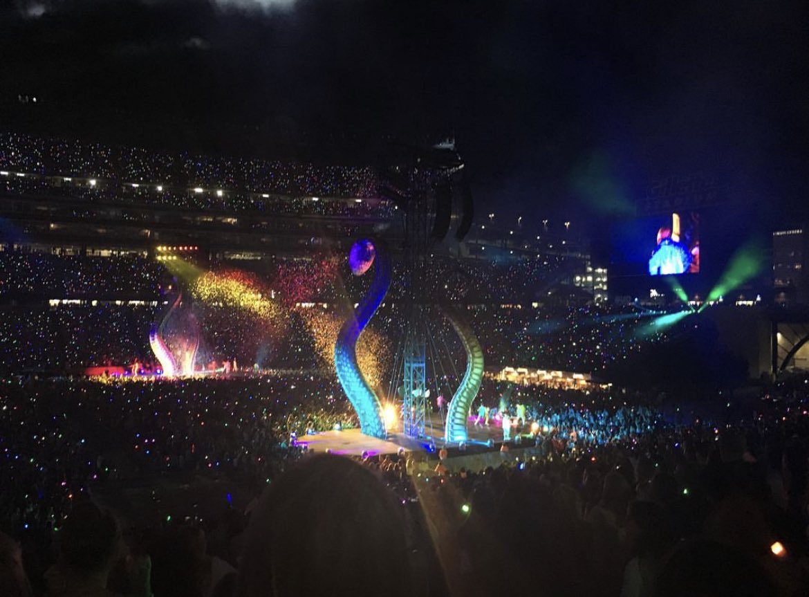 speaknoweva's tweet photo. my view from the first time i saw taylor vs. the last time i saw her!! 🩵 https://t.co/KGEyh4YyFl