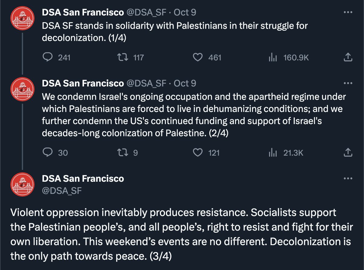 SJ_Awards's tweet photo. Hi DSA San Francisco 👋. Congratulations🎉!! You have won a Social Justice Advancement Award (🏅) for this wonderful thread. It's important as always to acknowledge that decolonization necessitates mass murder. You are a star ⭐💫🌟✨🤩
https://t.co/DVXMrMYLOh https://t.co/mXleD2WsVF