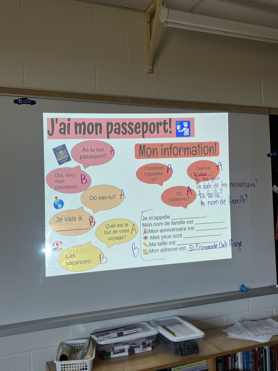 Today the @IslandLakePS grade 8s used chat mats for the first time! We modelled this conversation as a class and then practiced in pairs. I’m so proud of the authentic French conversations I heard! Bien fait mes amis! #OspreyProud #corefrench