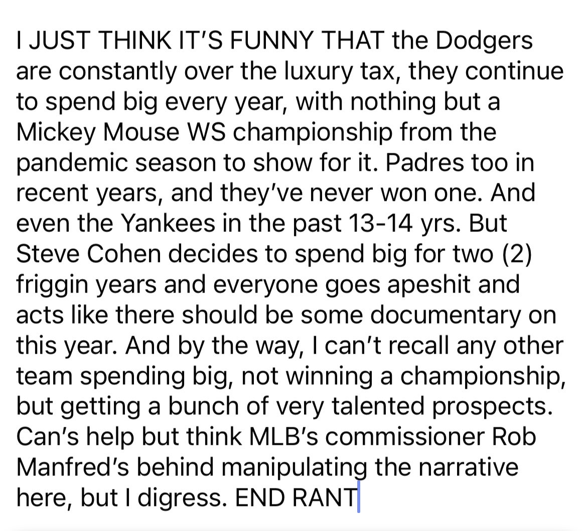 Had a lovely rant so posting it here too.

Building the org from within &amp; spending when he needed to was always Cohens plan…he just couldnt rebuild a terrible farm system in 2 yrs, so he over-spent &amp; it didnt work. Ppl need to calm down, or scrutinize others who’ve done the same
