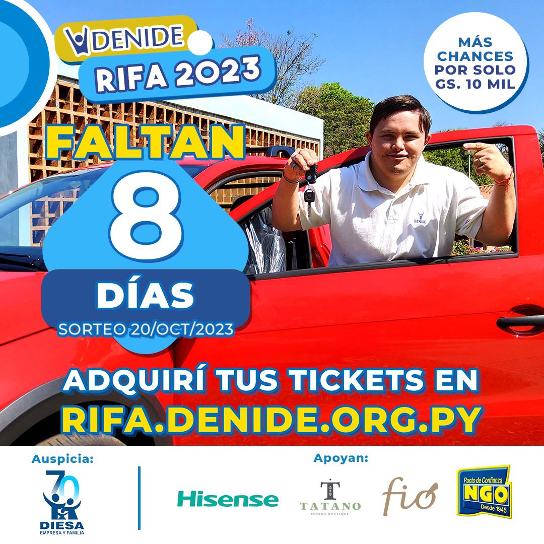 680CARITAS's tweet photo. 🤩 Quedan solo 8 días para que puedas adquirir tus tickets ganadores de la #RifaDENIDE.
💙 #TuAcciónSuma porque tu compra es una gran ayuda para el DENIDE.
#DENIDE #Discapacidad #InclusiónEsAcción https://t.co/1GPGYFcgia