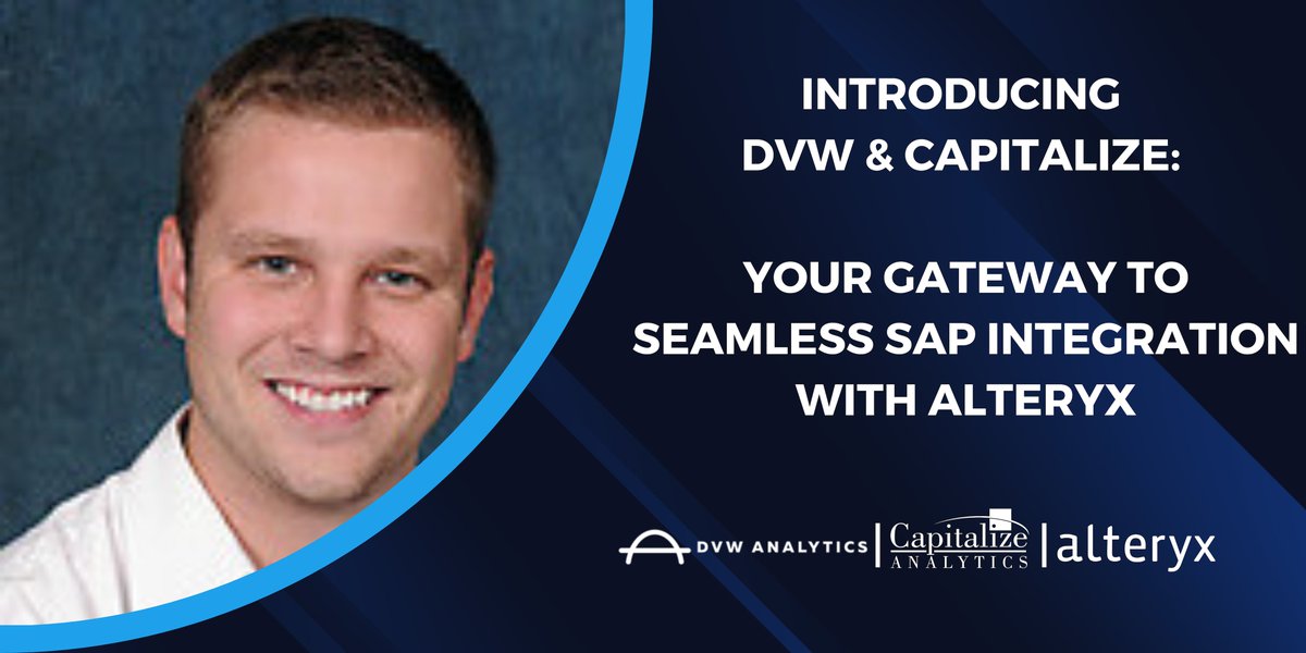 alteryx's tweet photo. Join our Partners @CapAnalytic and @dvwanalytics on October 26 at 11 AM CT for a live webinar:
Your Gateway to Seamless SAP Integration with Alteryx
Take your #SAPdata to the next level.
Register today: https://t.co/0vCnnRcoJx
#SAP #SAPintegration #Tableau #PowerBI https://t.co/YlpxGiCUqU