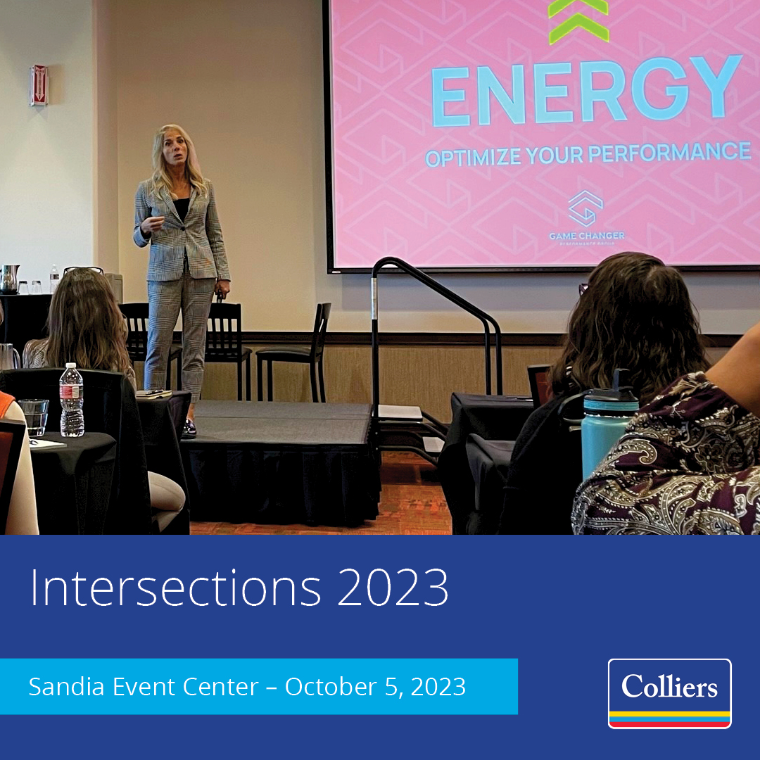 Colliers_NM's tweet photo. Intersections 2023 with @Colliers_NM!
Shoutout to our own Kate Potter, a driving force behind the @ULINM “One Site at a Time” program.
#imaginethepossibilities #Intersections2023 @RansomWith @FeinbergTeam @_inspiredventures @CARNMNM @CREWNM @NAIOPNM #ccimnm #sior #irem https://t.co/fHmQFCZwZy