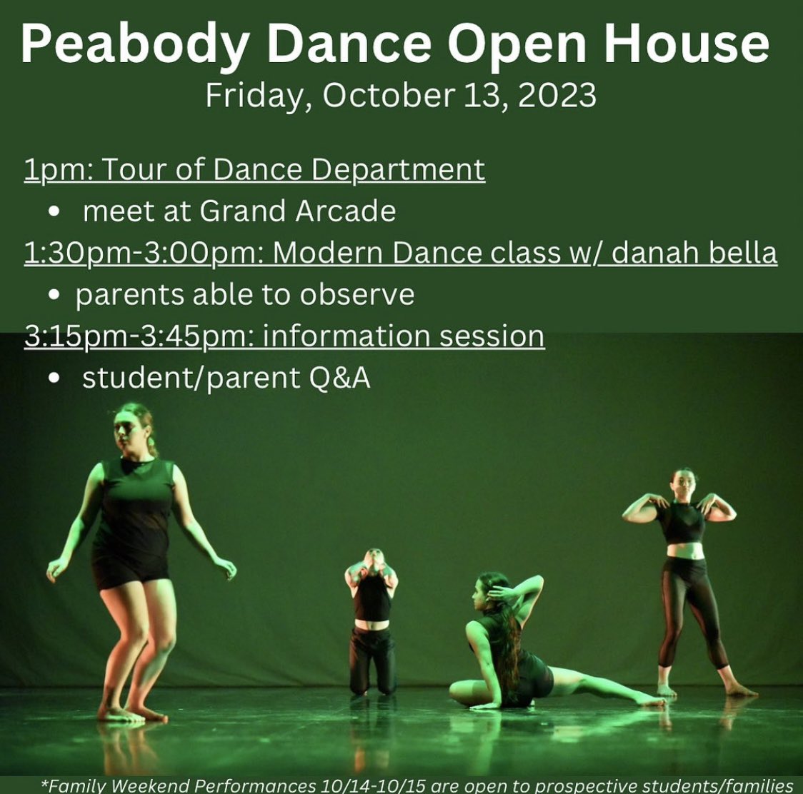 Peabody Dance Open House happening tomorrow!! We are looking forward to meeting prospective students and families. If you are interested in attending, please message us! 
#peabodybfadance